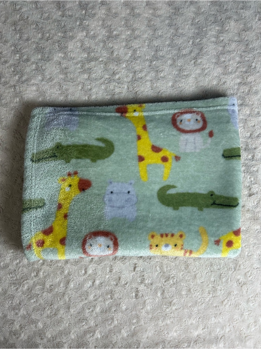 Parent's Choice Green Safari Animals Baby Blanket Giraffe Alligator Lion Tiger
